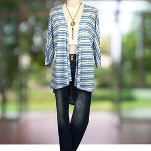 LuLaRoe Lindsay Kimono – Coastal Stripe Classic